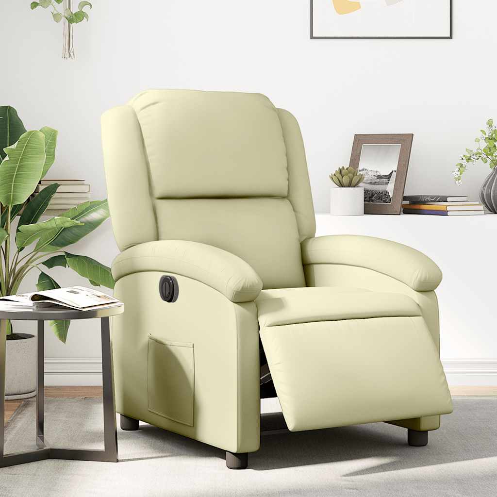 Fauteuil inclinable électrique crème cuir véritable - XIOS