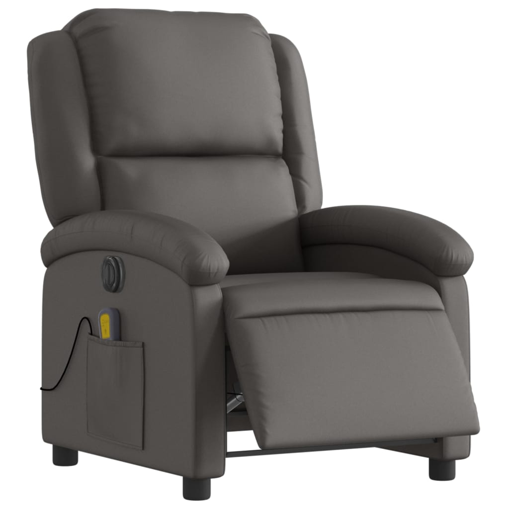 Fauteuil inclinable électrique gris cuir véritable