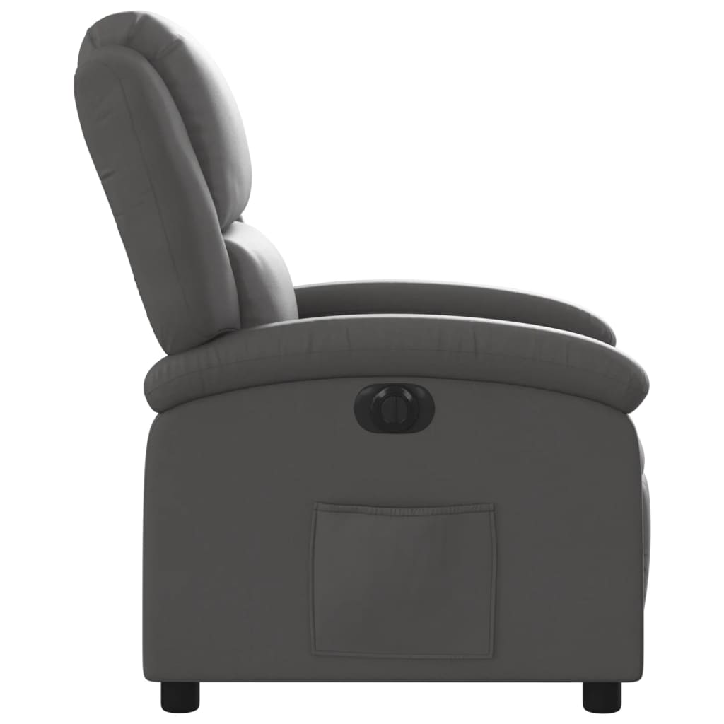 Fauteuil inclinable électrique gris cuir véritable