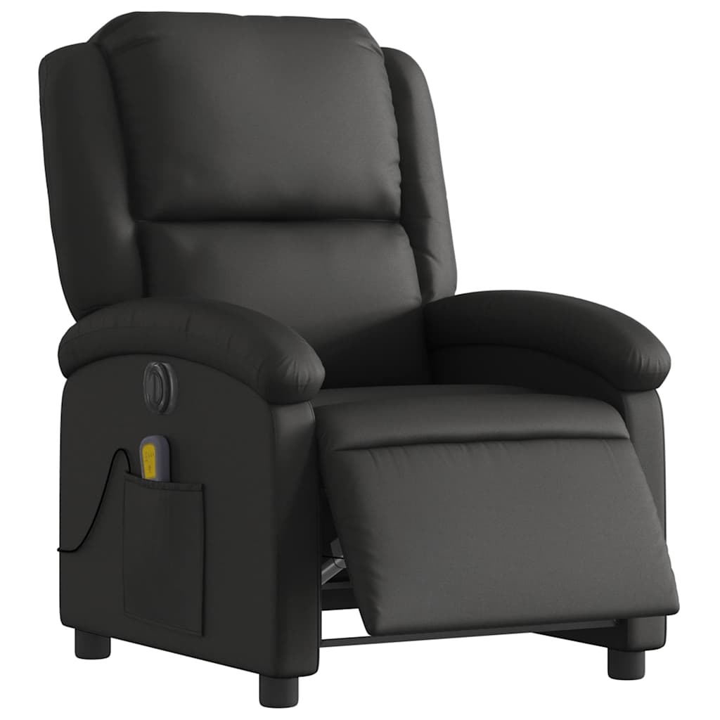Fauteuil de massage inclinable électrique noir cuir véritable - XIOS