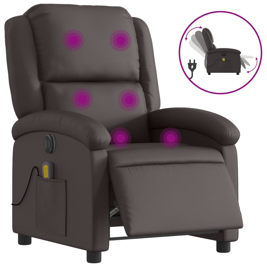 Fauteuil de massage inclinable électrique marron foncé - XIOS