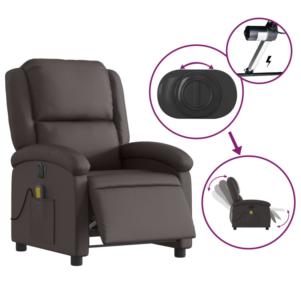 Fauteuil de massage inclinable électrique marron foncé - XIOS