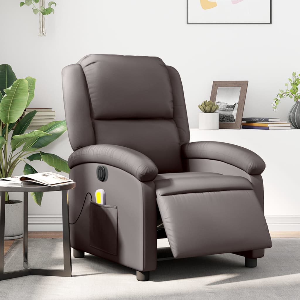 Fauteuil de massage inclinable électrique marron foncé - XIOS