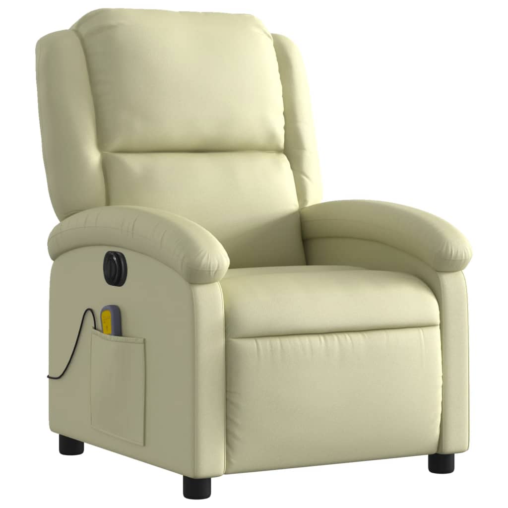 Fauteuil de massage inclinable électrique crème cuir véritable - XIOS