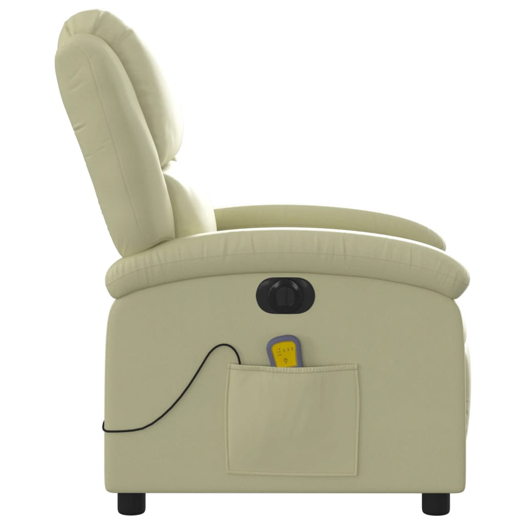 Fauteuil de massage inclinable électrique crème cuir véritable - XIOS
