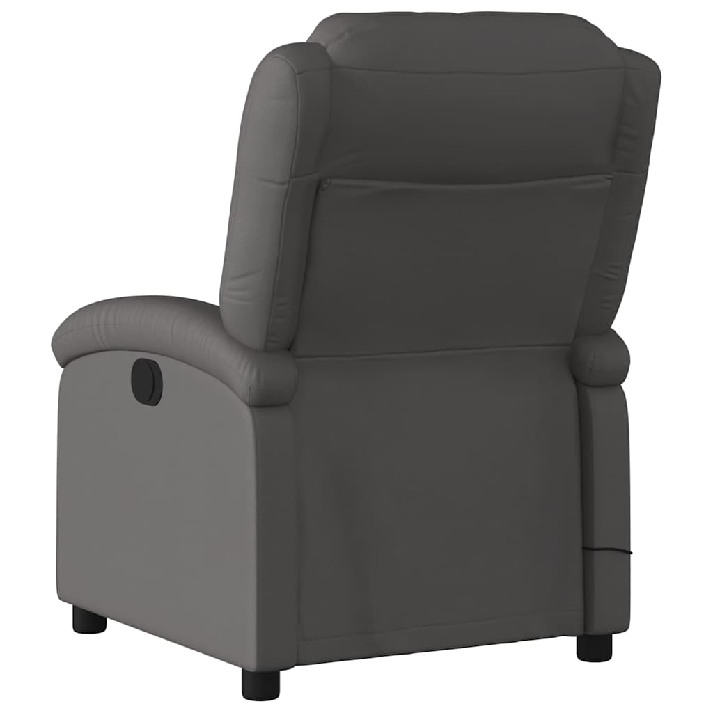 Fauteuil de massage inclinable électrique gris cuir véritable - XIOS