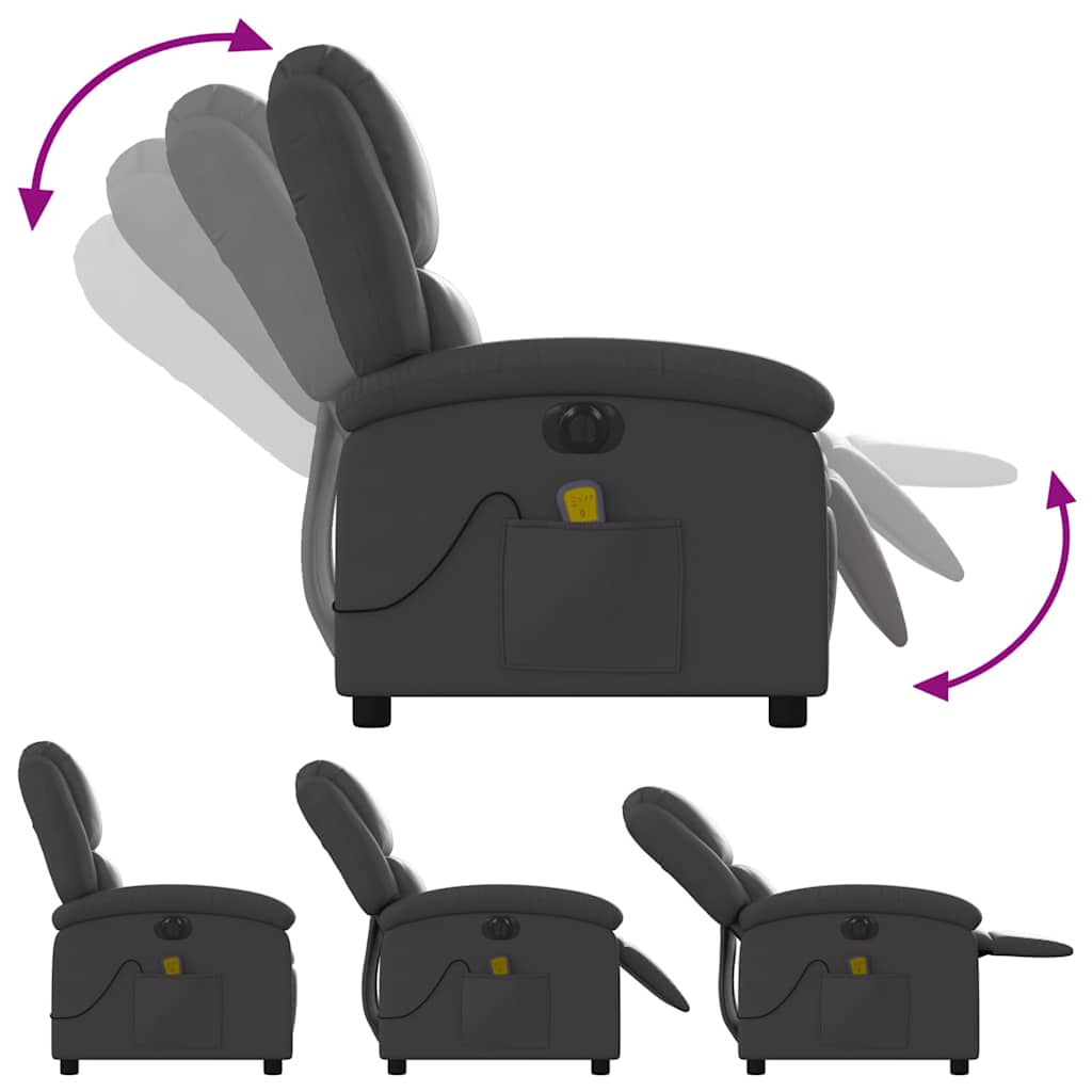 Fauteuil de massage inclinable électrique gris cuir véritable - XIOS
