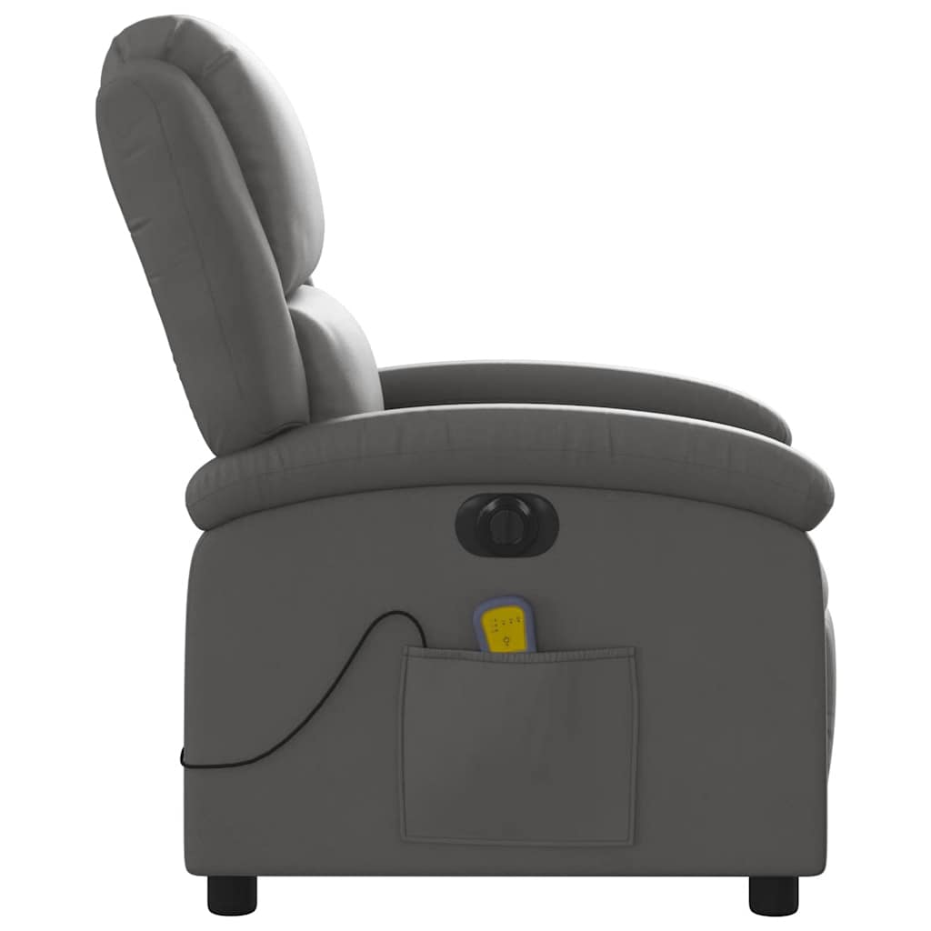 Fauteuil de massage inclinable électrique gris cuir véritable - XIOS
