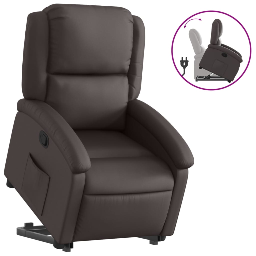 Fauteuil inclinable marron foncé cuir véritable - XIOS