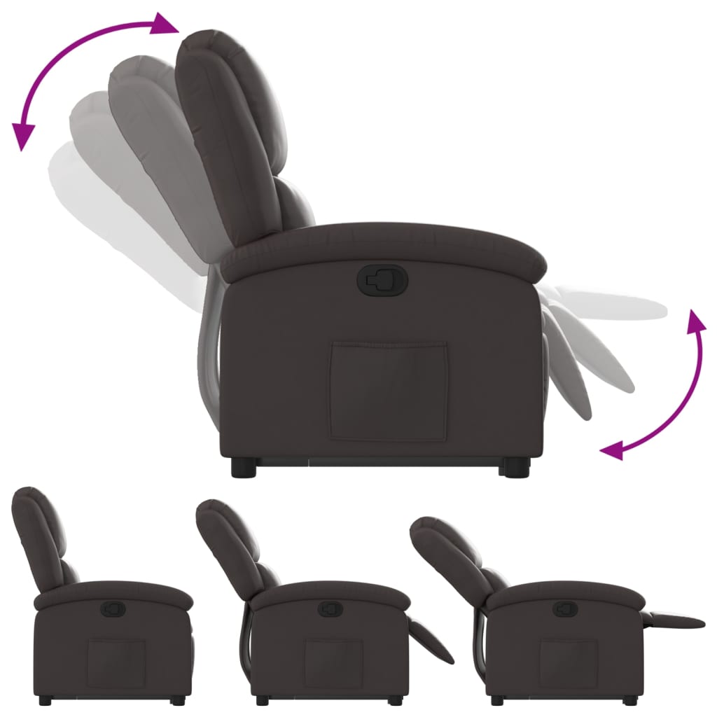 Fauteuil inclinable marron foncé cuir véritable