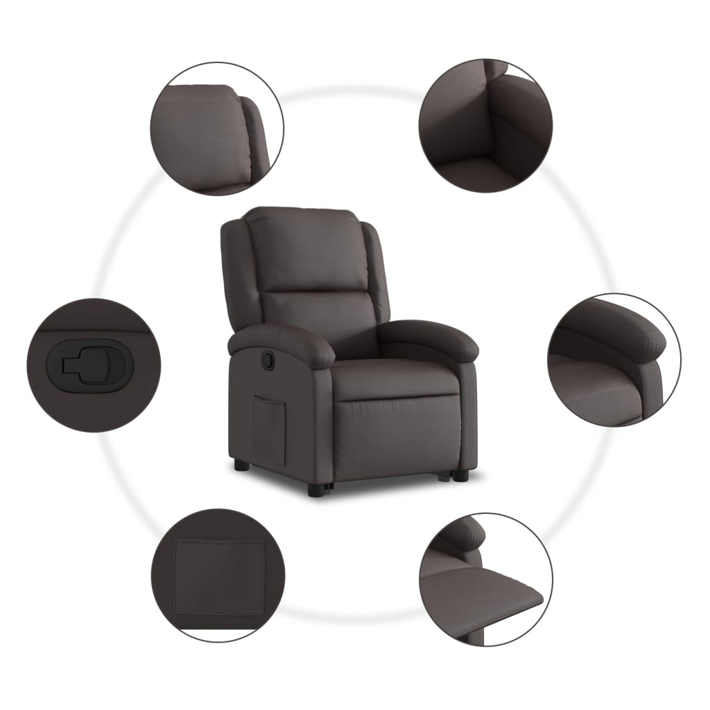Fauteuil inclinable marron foncé cuir véritable - XIOS