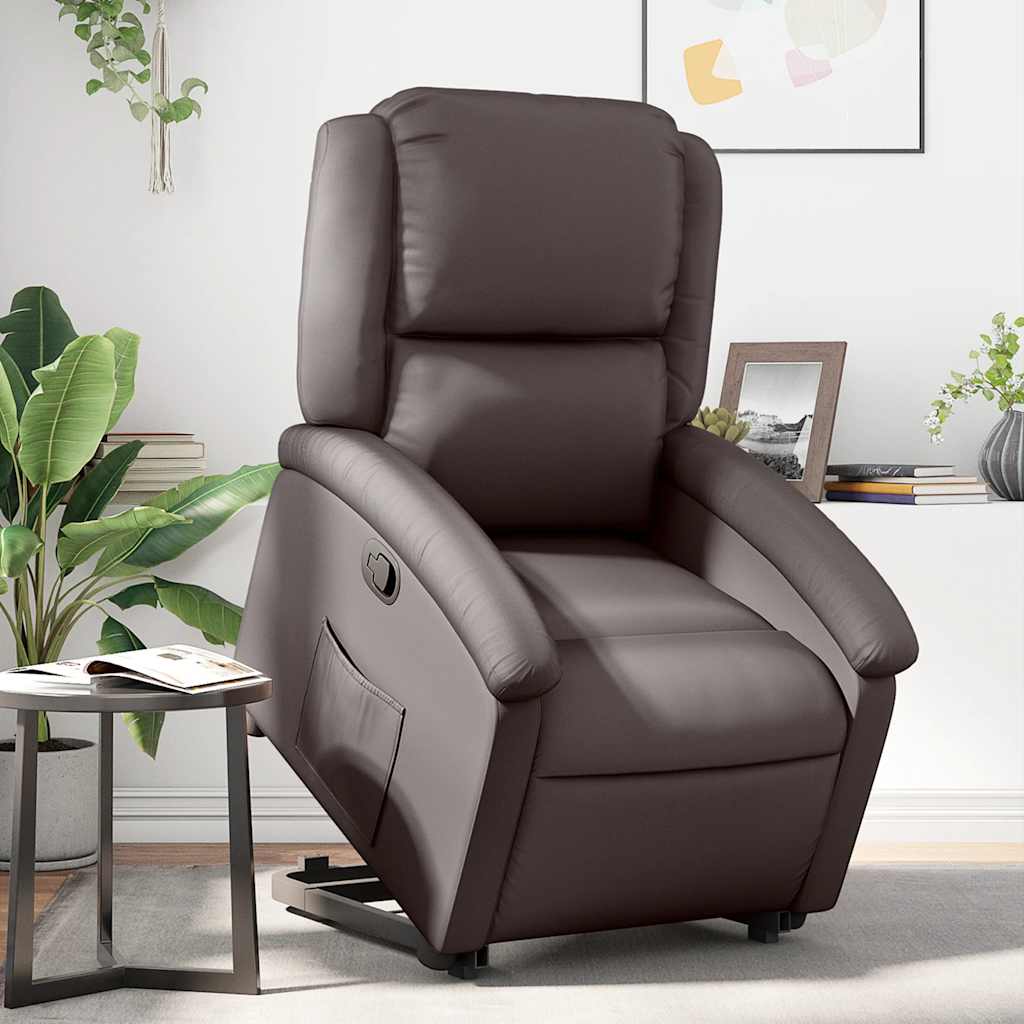 Fauteuil inclinable marron foncé cuir véritable - XIOS