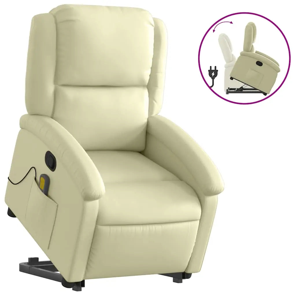 Fauteuil inclinable crème cuir véritable - XIOS