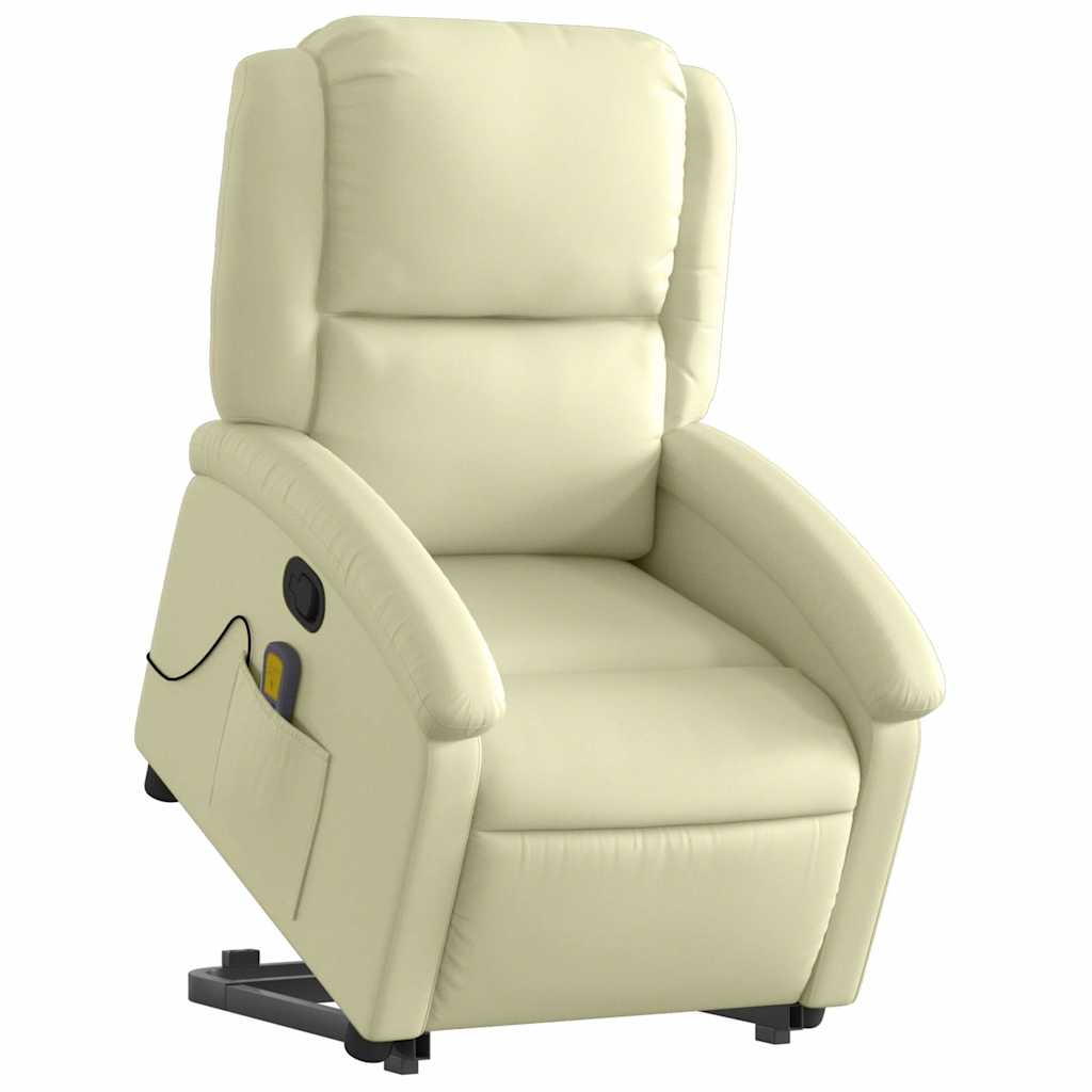 Fauteuil inclinable crème cuir véritable - XIOS