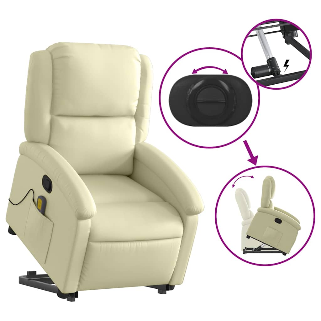 Fauteuil inclinable crème cuir véritable - XIOS