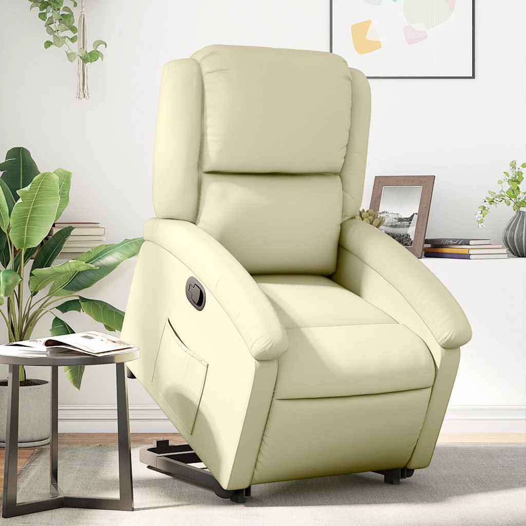 Fauteuil inclinable crème cuir véritable - XIOS