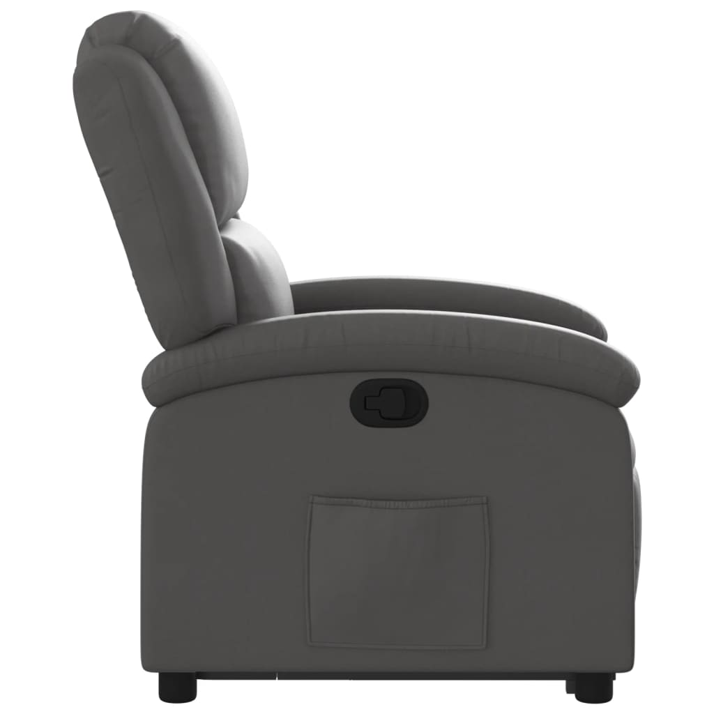 Fauteuil inclinable gris cuir véritable - XIOS