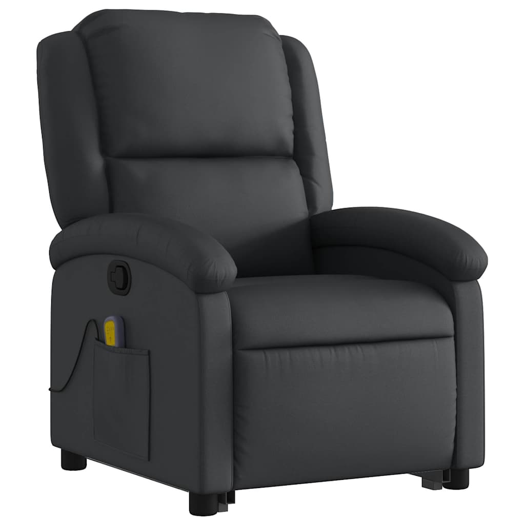 Fauteuil inclinable de massage noir cuir véritable - XIOS