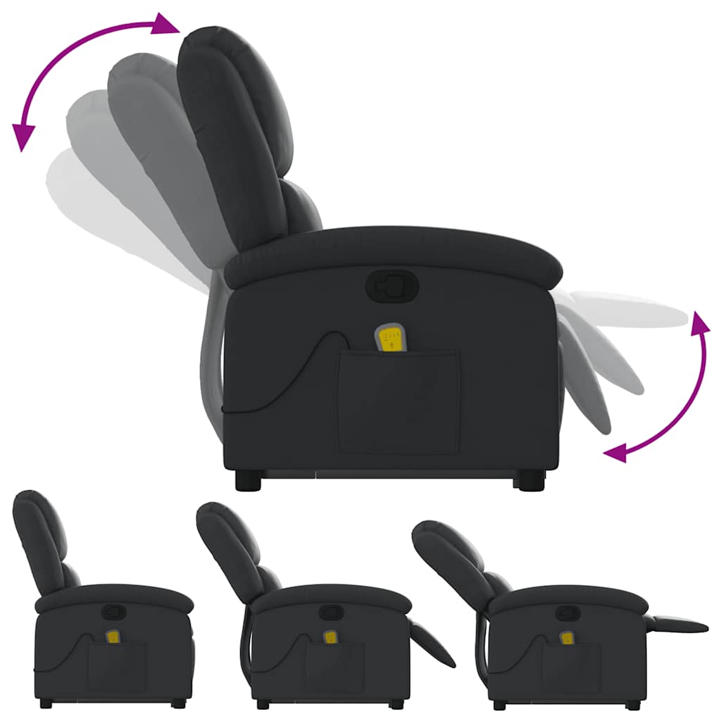 Fauteuil inclinable de massage noir cuir véritable - XIOS