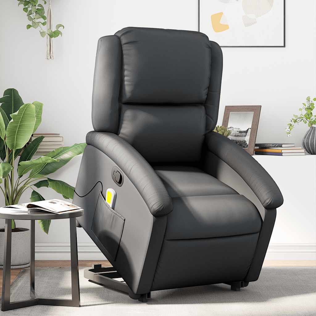 Fauteuil inclinable de massage noir cuir véritable - XIOS
