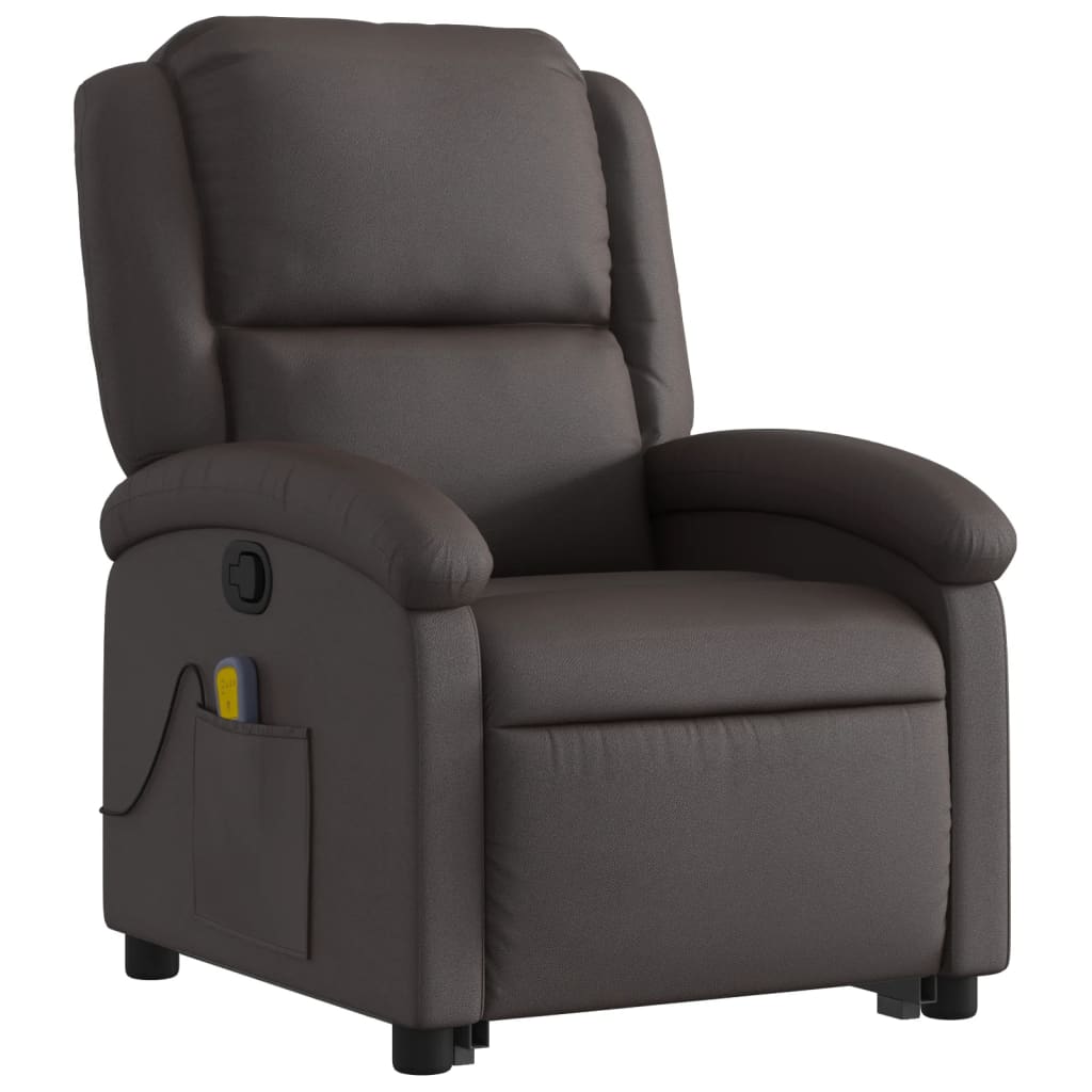 Fauteuil inclinable de massage marron foncé cuir véritable - XIOS