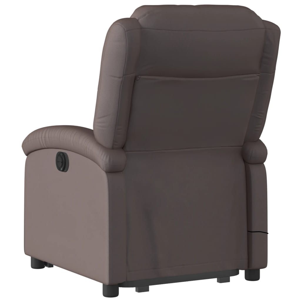 Fauteuil inclinable de massage marron foncé cuir véritable