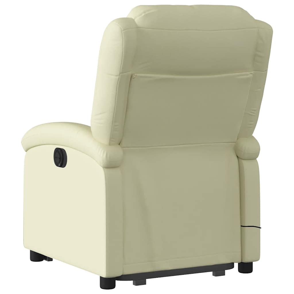Fauteuil inclinable de massage crème cuir véritable - XIOS