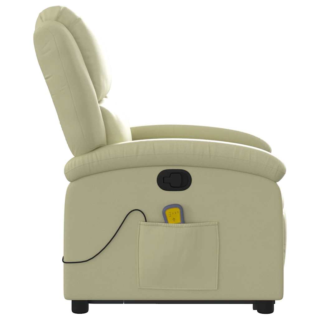 Fauteuil inclinable de massage crème cuir véritable - XIOS
