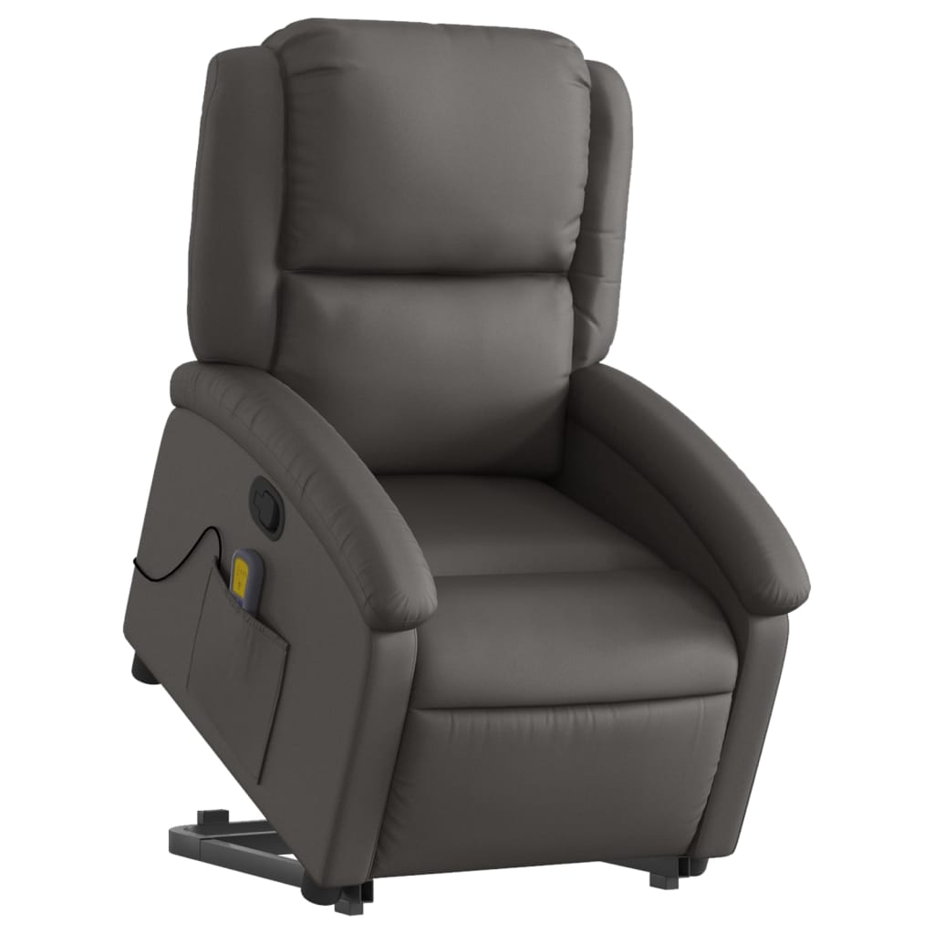 Fauteuil inclinable de massage gris cuir véritable - XIOS