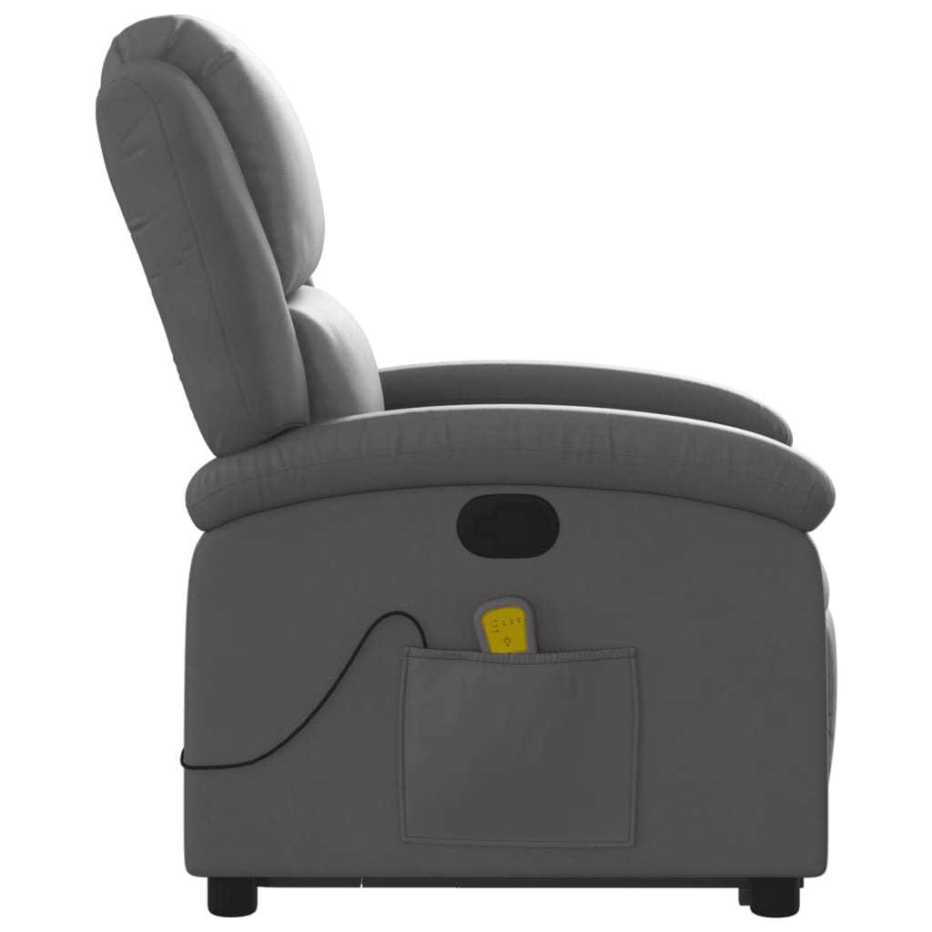 Fauteuil inclinable de massage gris cuir véritable - XIOS
