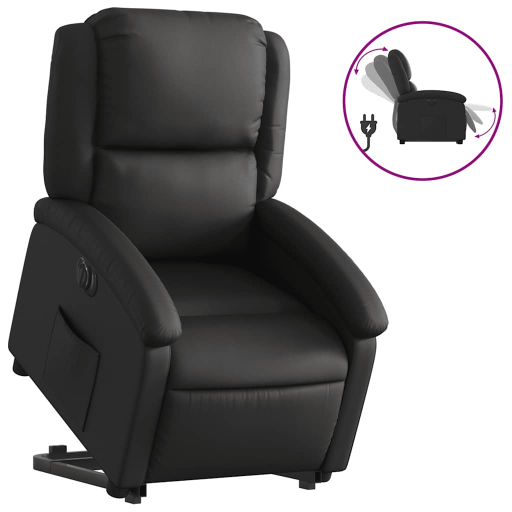 Fauteuil inclinable électrique noir cuir véritable - XIOS