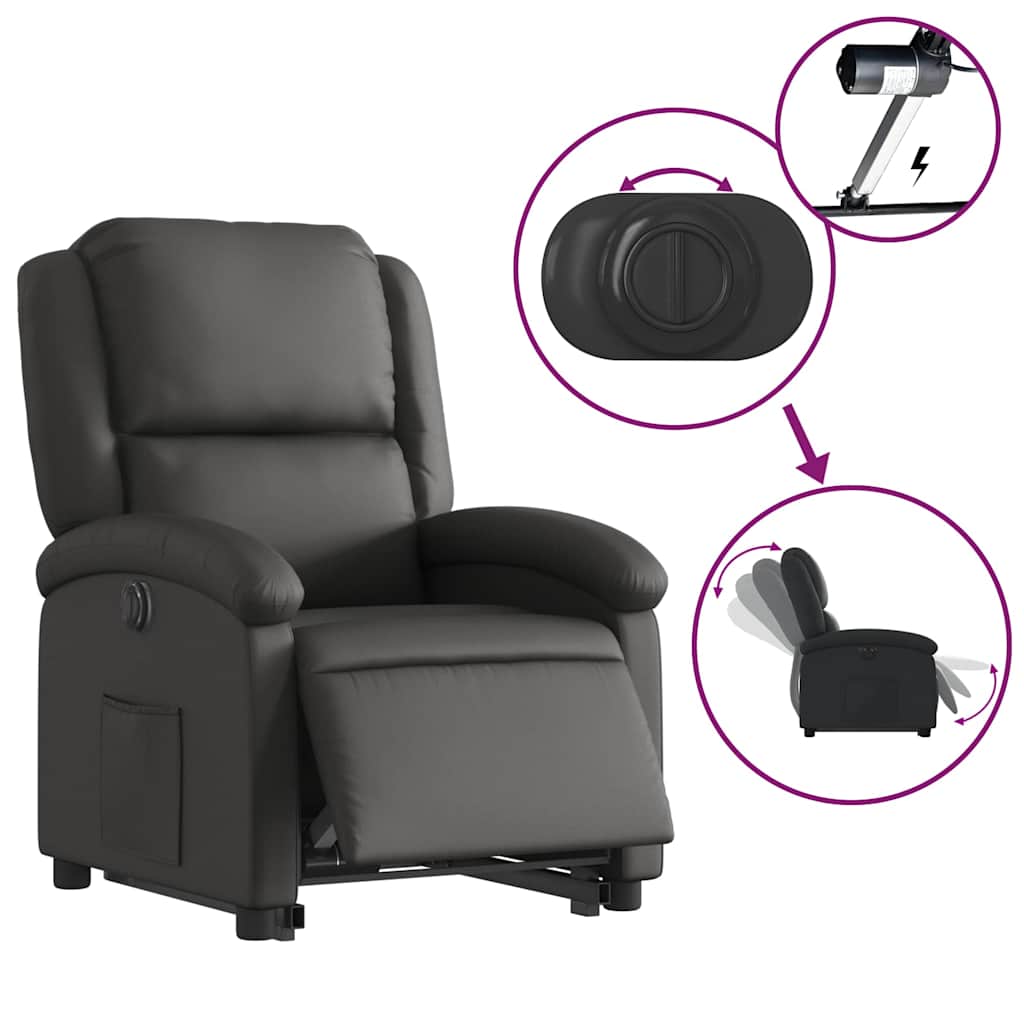Fauteuil inclinable électrique noir cuir véritable - XIOS