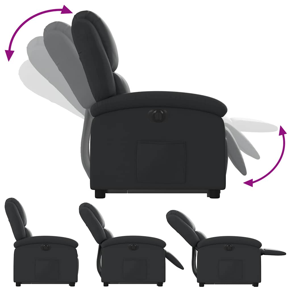Fauteuil inclinable électrique noir cuir véritable - XIOS