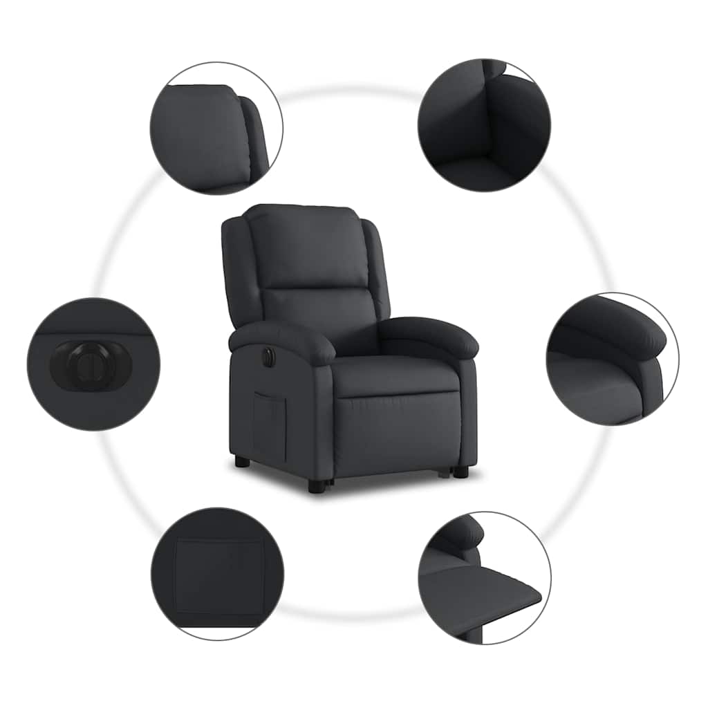 Fauteuil inclinable électrique noir cuir véritable - XIOS