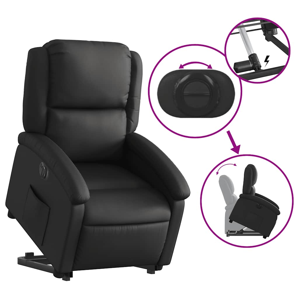 Fauteuil inclinable électrique noir cuir véritable - XIOS