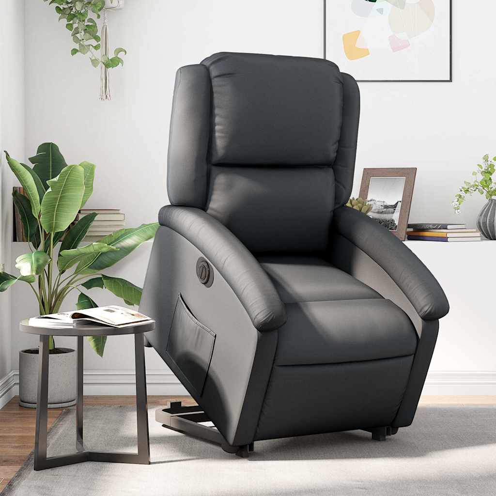 Fauteuil inclinable électrique noir cuir véritable - XIOS