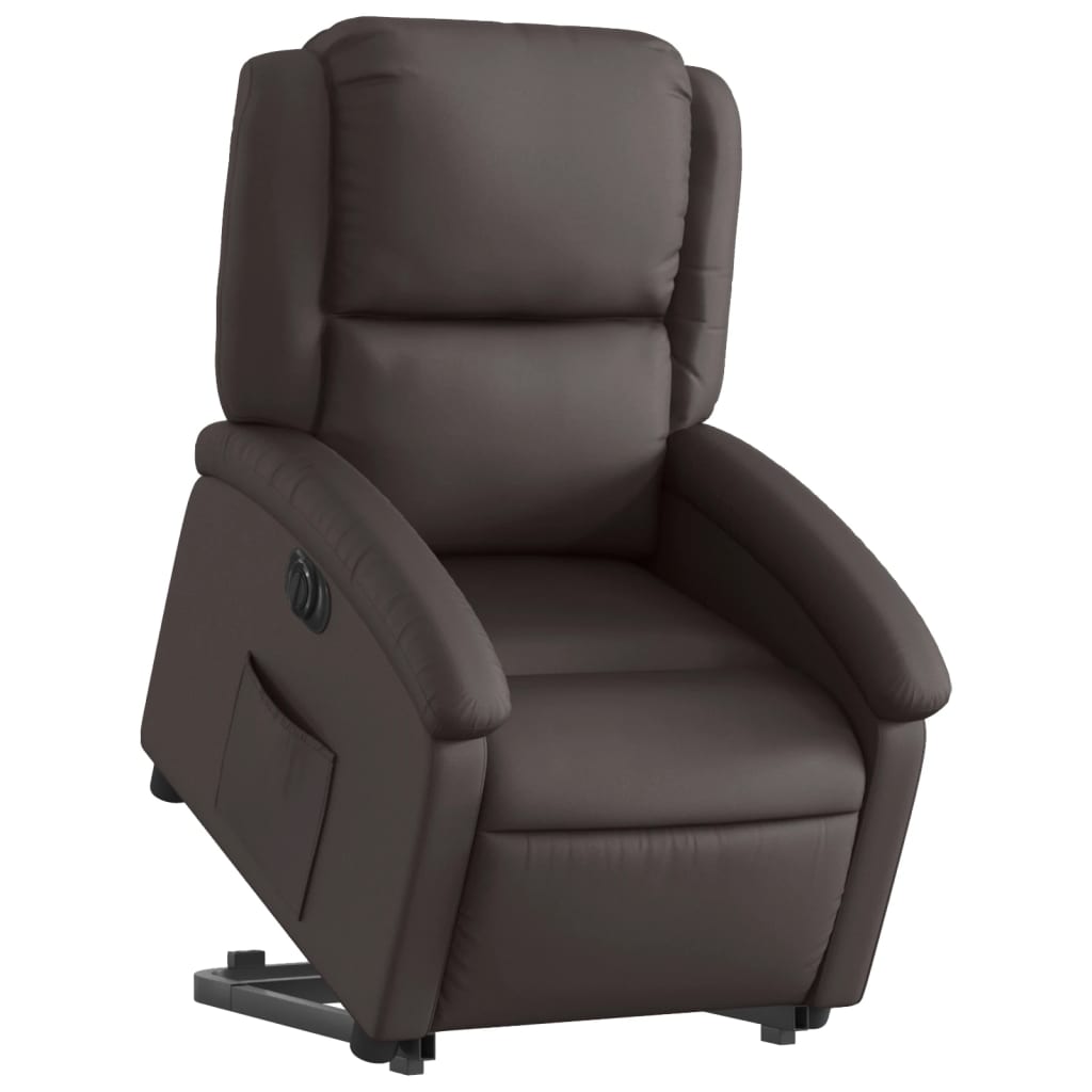 Fauteuil inclinable électrique marron foncé cuir véritable - XIOS