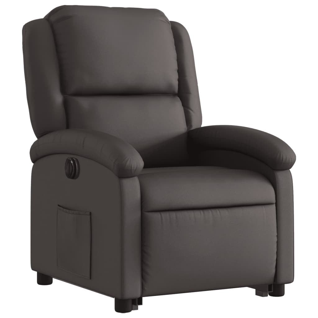 Fauteuil inclinable électrique marron foncé cuir véritable - XIOS