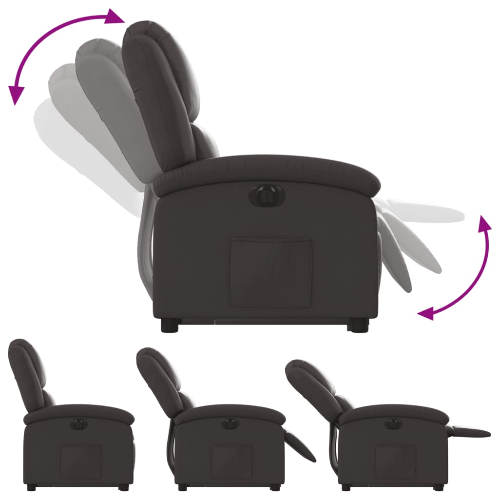 Fauteuil inclinable électrique marron foncé cuir véritable - XIOS