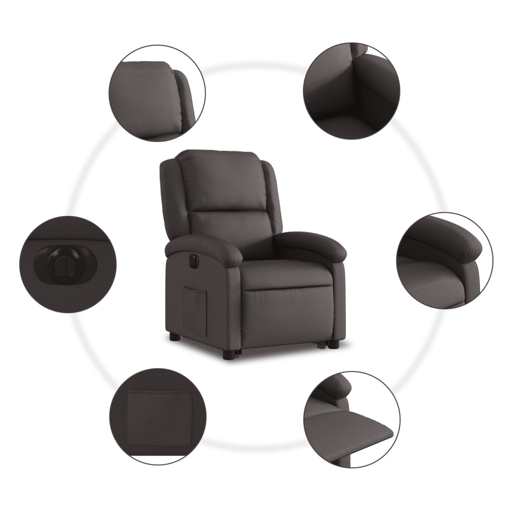 Fauteuil inclinable électrique marron foncé cuir véritable - XIOS