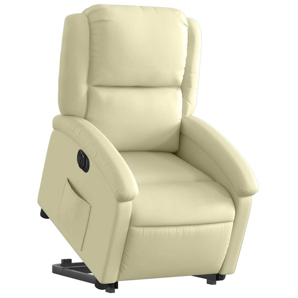 Fauteuil inclinable électrique crème cuir véritable - XIOS
