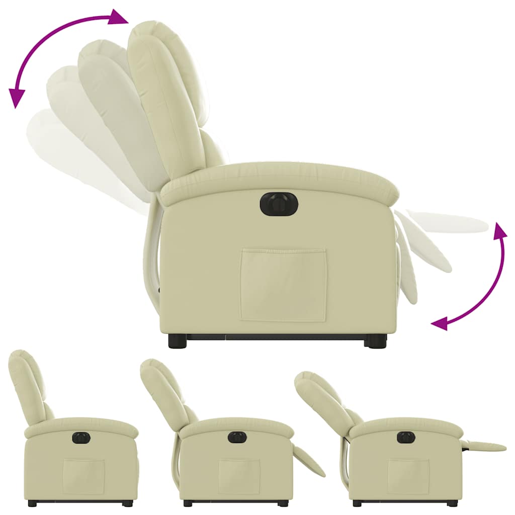 Fauteuil inclinable électrique crème cuir véritable - XIOS