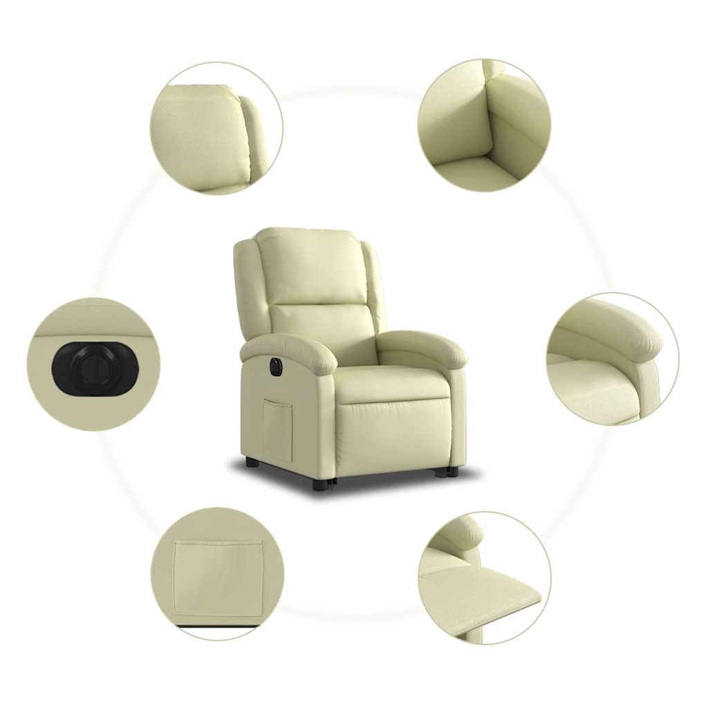 Fauteuil inclinable électrique crème cuir véritable - XIOS