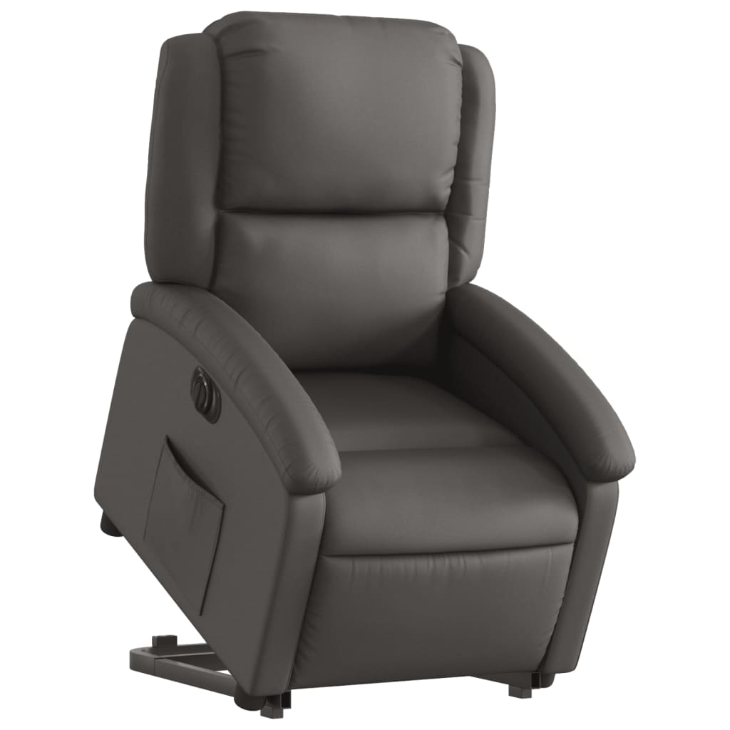 Fauteuil inclinable électrique gris cuir véritable