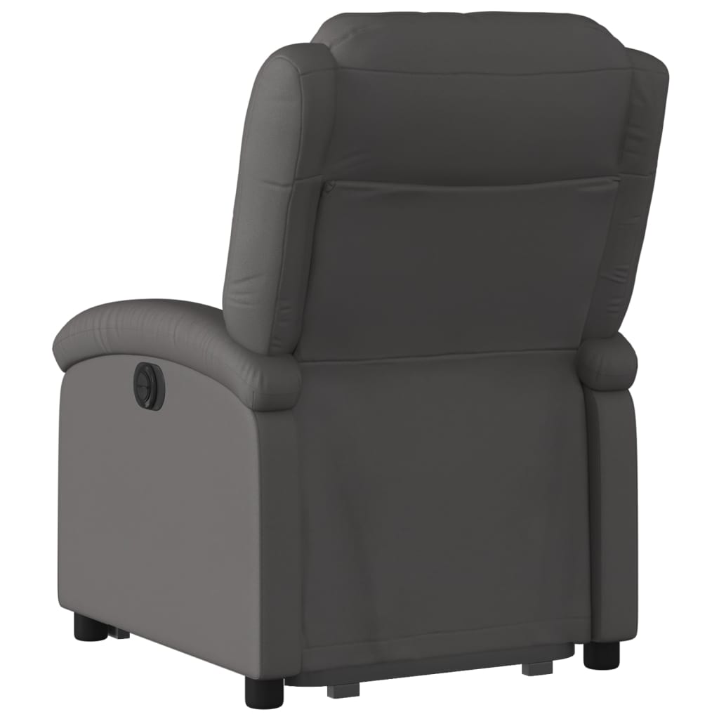 Fauteuil inclinable électrique gris cuir véritable - XIOS