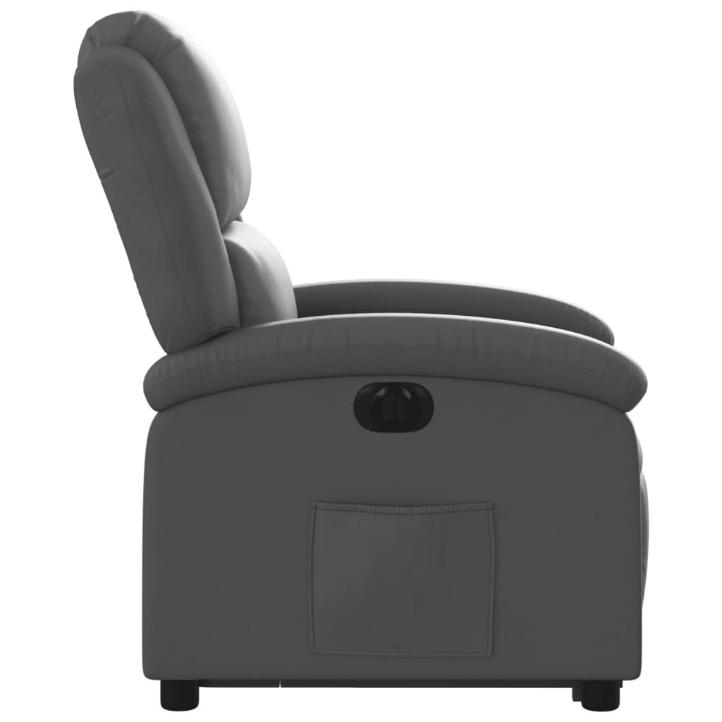 Fauteuil inclinable électrique gris cuir véritable - XIOS