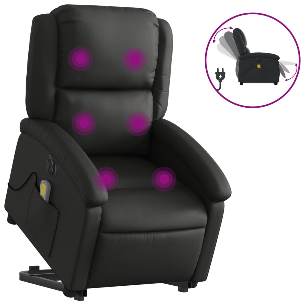 Fauteuil inclinable de massage électrique noir cuir véritable - XIOS