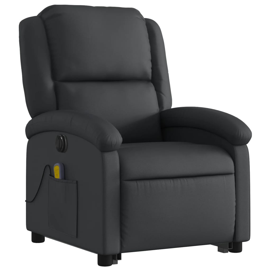 Fauteuil inclinable de massage électrique noir cuir véritable - XIOS