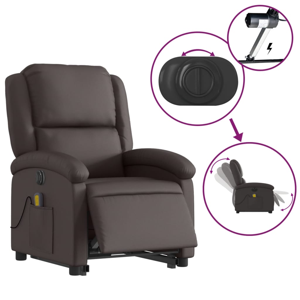 Fauteuil inclinable de massage électrique marron foncé - XIOS