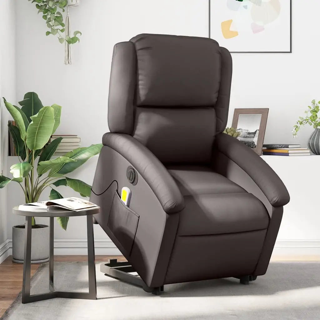 Fauteuil inclinable de massage électrique marron foncé - XIOS
